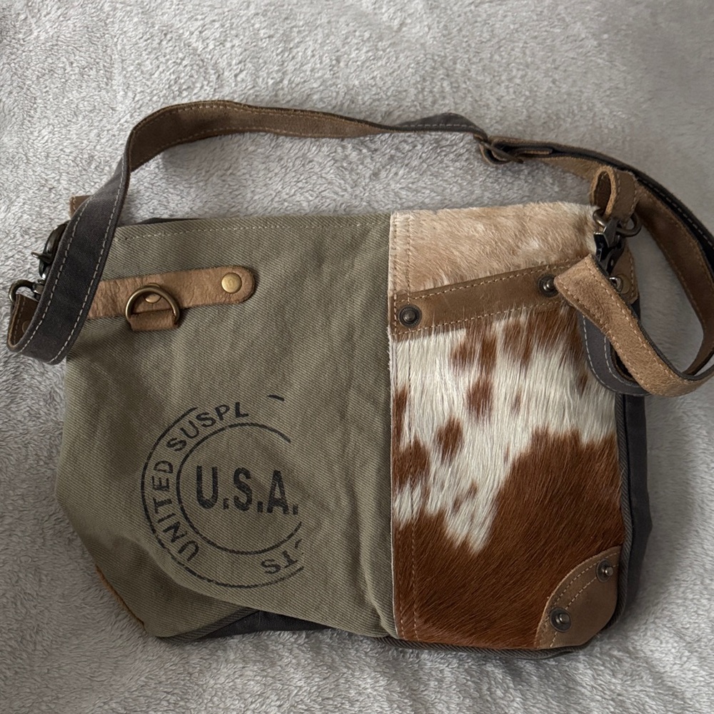 Myra Bag USA Print Shoulder Bag in Tan and Brown